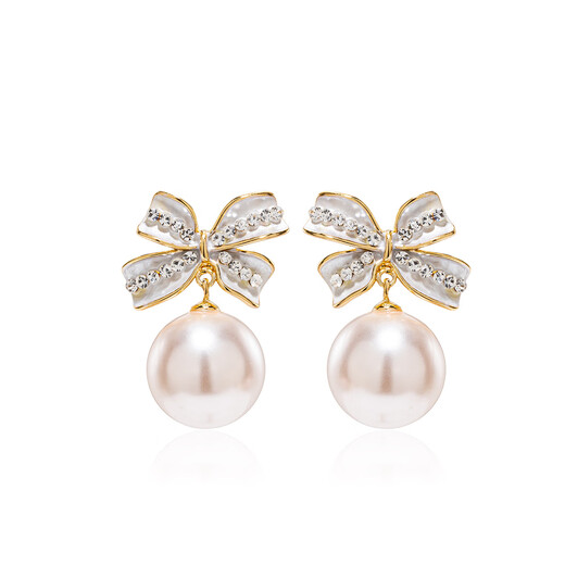 Qlady bow unique earrings earrings for women 2025 new temperament high-end light luxury earrings women's imitation pearl earrings