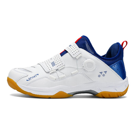 Neuer Rotary Button Badminton Schuhe atmungsaktives Paar Leichtes Tischtennis Turnschuhe Männer und Frauen Tennis -Trainingschuhe Weiß und Blau 40 (250 mm)