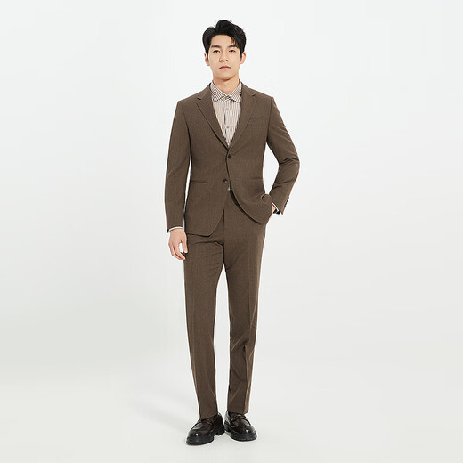 Lilang Shopping Mall Same Style Sheep Wool Suit Suit Men's Retro Fashion Two-piece Suit Autumn 2025 New Style Dark Coffee (25QXF401SA) 185A