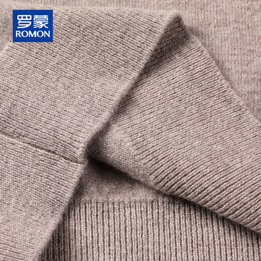 ROMON 100% pure wool sweater men's thick solid color round neck pullover autumn and winter warm casual casual sweater for young and middle-aged men
