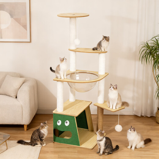 Jingdong Express Cat Climbing Frame Cat Scratching Board Integrated Vertical Hemp Rope Wear-resistant and Non-shedding Cat Toy Cat Nest Villa Big Eyed Boy Cute and Cute