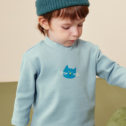 Minibala baby boys and girls long-sleeved T-shirt 2025 winter joint half turtleneck bottoming shirt