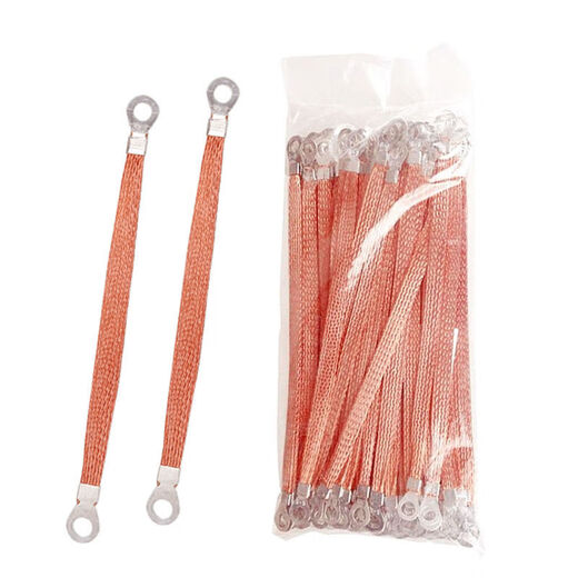 Ground wire soft copper wire with connector bridge copper braided jumper copper clad aluminum connection wire a pack of 100 6 square - 20 cm - hole 8 100