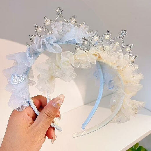 Children's Super Fairy Princess Crown Hairband Sweet and Cute Baby Birthday Crown Gauze Headband Hairpin Girls Hair Accessories 04 Purple Crown