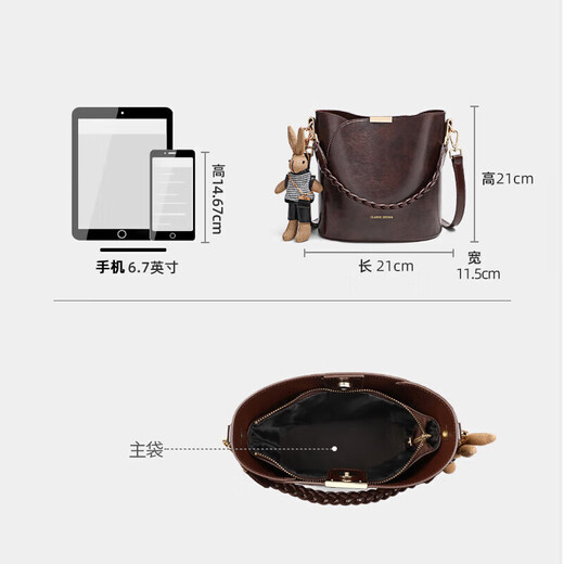 YUYULA cowhide bag women's bag crossbody bucket bag commuting light luxury shoulder bag birthday gift high-end for girlfriend and wife