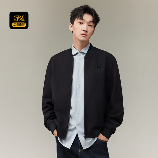 CABBEEN Heavy Embroidery CABBEEN New Chinese Style Bomber Jacket Men's 2025 Autumn New Windproof Baseball Jacket Coal Black 01 XL /180/52