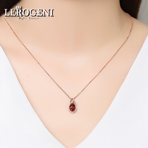 Lirokini necklace women's garnet red gemstone pendant 18 gold k high-end jewelry birthday commemorative gift garnet pendant