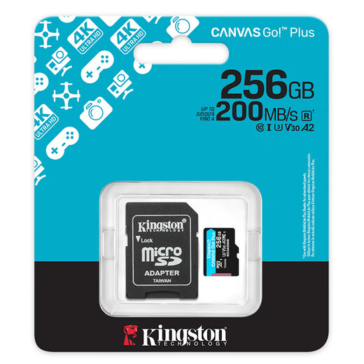 Kingston microSD CANVAS GO Plus memory card compatible with DJI pocket3 action4 5Pro 256GB