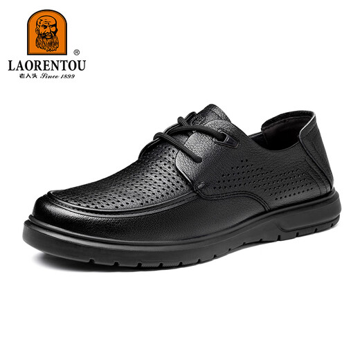 Alte Mann des Mannes (Laorentou) Herrenschuhe 6182025 Frühling neuer Männer lässige Lederschuhe Vielseitige Business Dad Schuhe Ll15272 Black_ Hollow 40