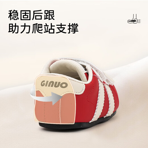 Chino Mouse Official Authentic Xiaole Mouse Toddler Shoes 1-3 Years Old Soft Sole 2025 Spring and Autumn Baby Shoes for Boys and Girls Anti-Slip Red Size 25 (Suitable for Feet Length 14.5-15.0cm)