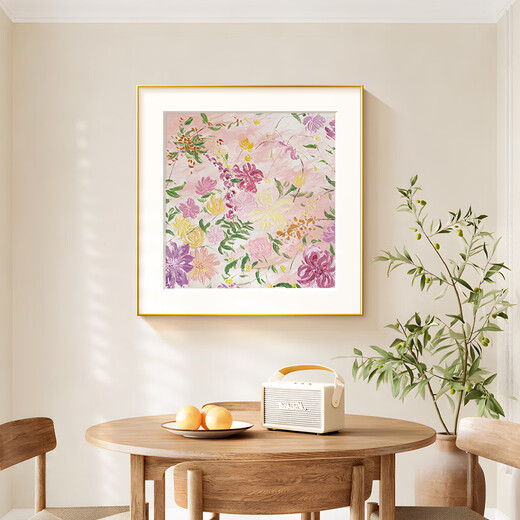 Long time no see Gao Jing cream style living room decoration painting abstract fresh floral sofa background wall artistic porch hanging painting