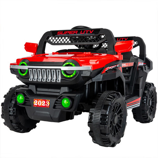Tank 300 children's electric car four-wheel off-road car remote control children's baby toy car can sit in adult stroller top with red + four-wheel drive bluetooth swing remote control + large battery 1-9 years old + extra large load-bearing 200Jin Jin is equal to 0.5 kg + lifetime warranty
