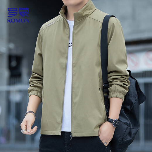 Lomon jacket men's autumn versatile and comfortable business casual stand collar executive cadre top jacket men 2366 Khaki XL