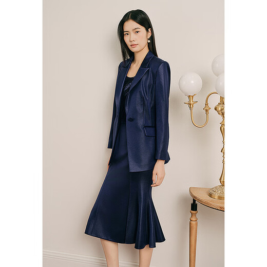 OBBLIGATO Origato spring midnight blue matte lapel collar one-button blazer midnight blue jacket S