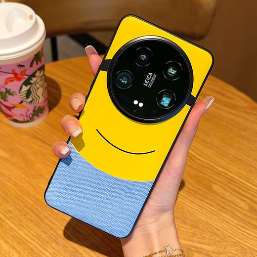 Beigou creative plain leather suitable for Xiaomi 15ultra mobile phone case 14ultra new protective cover 13 all-inclusive 12s anti-fall funny men and women high-end soft-sided cartoon case big eyes and small yellow height protection lens丨metal lens ring Xiaomi 15Ultra