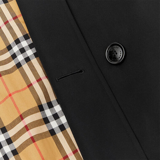 BURBERRY New Year's Gift Burberry Chelsea Solid Color Plaid Trench Coat Men's Black Black One Size 44