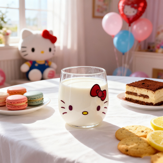 Kitty glass water cup cute milk cup cinnamon dog glass cup female high-looking Sanrio cute water cup KT cat