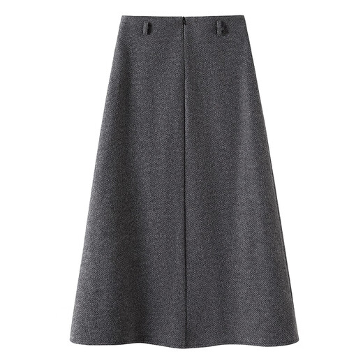 She pool textured woolen skirt women's 2025 autumn new style simple high waist mid-length solid color A-line skirt