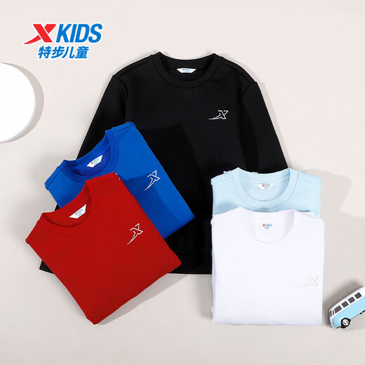 Xtep children's sweatshirt 2025 winter velvet warm long-sleeved tops for boys and girls outdoor casual style bottoming shirt pearl white velvet style 160 cm