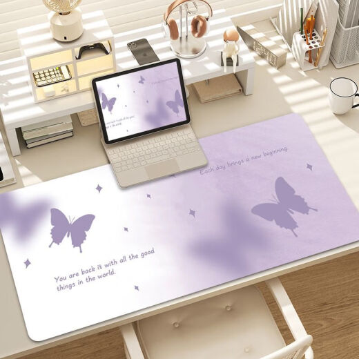 
Ye Yu purple butterfly flower mouse pad super large high-value girl wrist guard computer office writing mat table pad RK-3893丨Purple thickened lock edge 37 cm * 25 cm 2MM