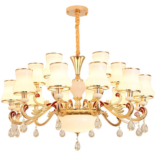An Dengbao Living Room Chandelier Modern Simple European Bedroom 2025 Restaurant Study Dual-purpose Crystal Lighting Kit Package 702 10 heads + Three-color Light-changing LED Light