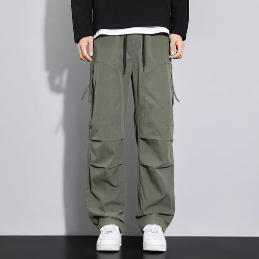 Vuug Summer Summer Outdoor Workwear Pantalteros Pantalones de primavera y otoño Autumn Otoño Straight Casual Pantalones Hombres XL Green militar