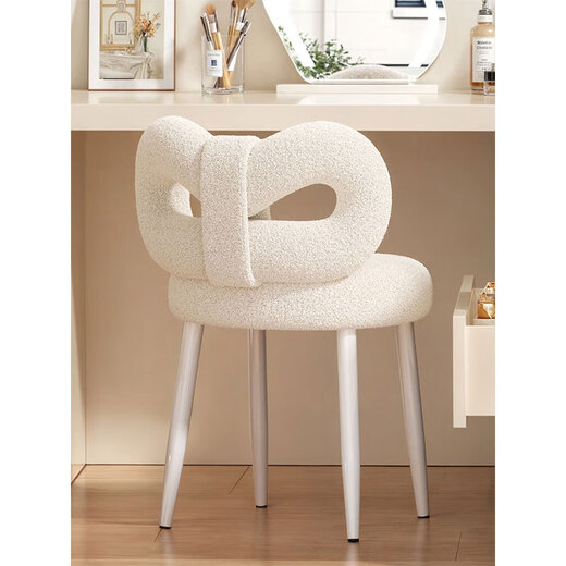 Makeup chair for girls' bedroom modern minimalist dressing table stool light luxury high-end Internet celebrity manicure special back chair YX-T6-white sherpa