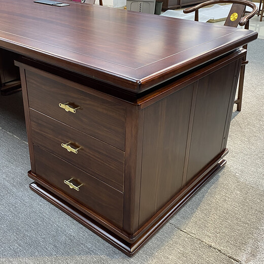 Rosewood desk and bookcase combination all solid wood boss desk and chair with side table office furniture executive desk rosewood 2.4m desk + side table + main chair + bookcase