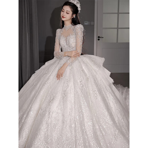 Flash Girl (Shandongshaonv) Vestido de novia Bride Hilo principal Industria pesada Tail al alto cableado NUEVA INDUSTRIA PESADA FRANCE FRANCE ENTERA PRINCIPAL Textura de hilo principal