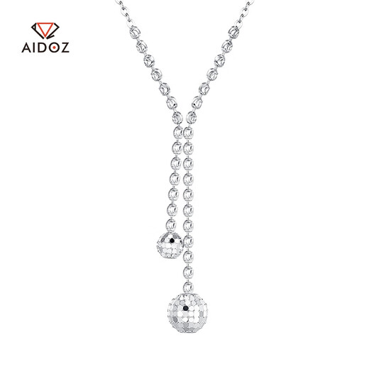 Aido Diamond pt950 platinum necklace for women, platinum sparkling pearl pendant, sparkling diamond chain, fashion chain sweater chain, weight 4.4-4.6g, length 40+3+3cm