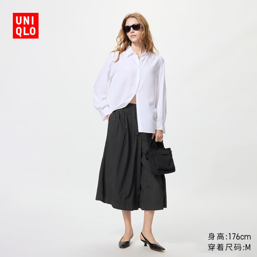 Uniqlo women's casual culottes/cropped pants nylon 479399 09 black M /160/68A