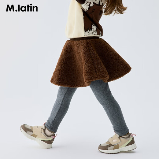 Ma Latin (M.Latin) Maratin children's skirt 25 winter new style girl's fake two-piece lamb wool jumpsuit round table waist skirt