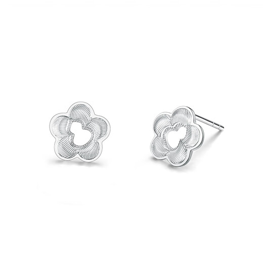 Mengjinyuan Platinum Earrings Hollow Gourd Stripe Sparkling Flower Earrings PT950 Platinum Birthday Gift for Girlfriend Weight Approximately 2.55g