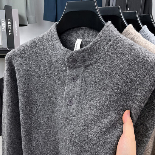 TOME BORNEK high-end tome Henry collar sweater men's autumn and winter new half-cardigan sweater men's top American style M9839 camel M