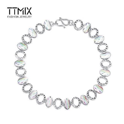 TTMIX Colorful Shell Bracelet pt950 Platinum Bracelet Temperament Sparkling Platinum Bracelet Birthday Gift for Girlfriend 9.81g 16cm