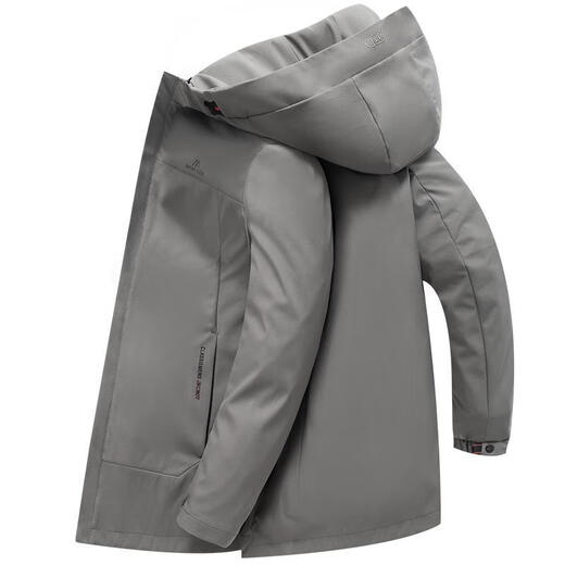 Ветровка BABOCHEN, мужская повседневная куртка средней длины с капюшоном, весна-осень 2025, новая хлопковая куртка, весеннее верхнее пальто, модное черное хлопковое стильное пальто L