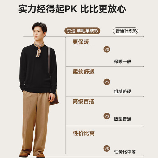 Made in Tokyo, wool cashmere sweater men's cardigan machine washable warm winter free collar pullover classic black L