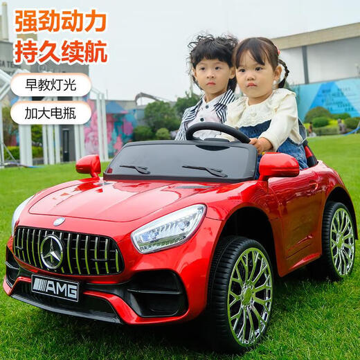 Fun Baby Masha children's electric car can sit on the remote control car for adults, the child can drive the stroller toy car, four-wheel electric, red, without remote control