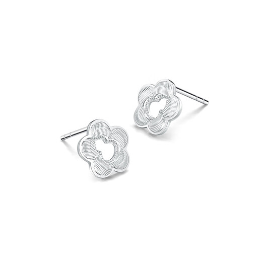 Mengjinyuan Platinum Earrings Hollow Gourd Stripe Sparkling Flower Earrings PT950 Platinum Birthday Gift for Girlfriend Weight Approximately 2.55g