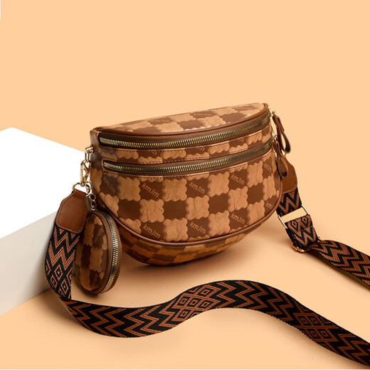 Light OUs neue modische japanische und koreanische Schachbrettplaid-Crossbody-Tasche für Unterricht und Arbeit, die vielseitige One-Shoulder-Crossbody-Tasche für Frauen fsg Brown pendeln