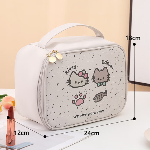 2025 New Cosmetic Bag Women's Portable Outing Storage Bag Large Capacity Cosmetic Bag Makeup Brush Partition Wash Bag Bestie Cat