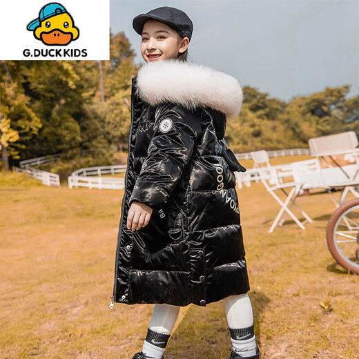 G.DUCKKIDS Girls' Down Jacket Shiny Disposable Mid-Length Medium and Large Children's 2025 New Korean Version Thickened Children's Winter Jacket Trendy Pink 150