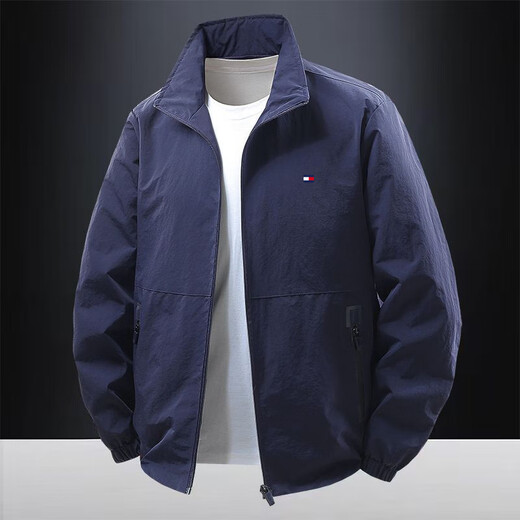 TOMMYBULL American Tommy Tommy Stand Collar Work Jacket Men's Autumn and Winter New Fashion Versatile Thickened Warm Jacket 2502-Dark Gray (Thin) XL 130-145Jin Jin is equal to 0.5 kg