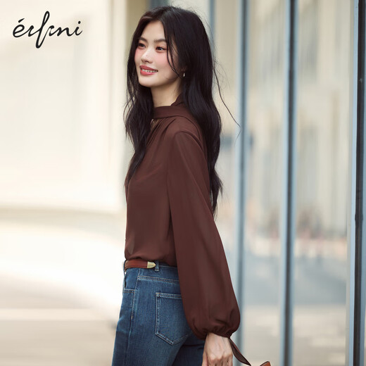 Evely's Temperament, Translucent Streamer Small Shirt for Women, 2025 Automne New Style Commuter Inner Inner Casual Top pour les femmes, le café prévente [11 septembre]