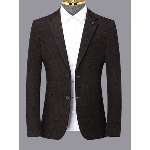 Lilang Men's Suit Jacket Men's Autumn Middle-aged Men's Business Casual Wool Suit Dad's Uniform Jacket 631 Dark Red 2XL 185/100