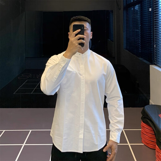 Playboy (PLAYBOY) Japanese retro Henry collar cotton shirt long-sleeved T-shirt men's shirt casual bottoming autumn and winter/P60 special dark green L