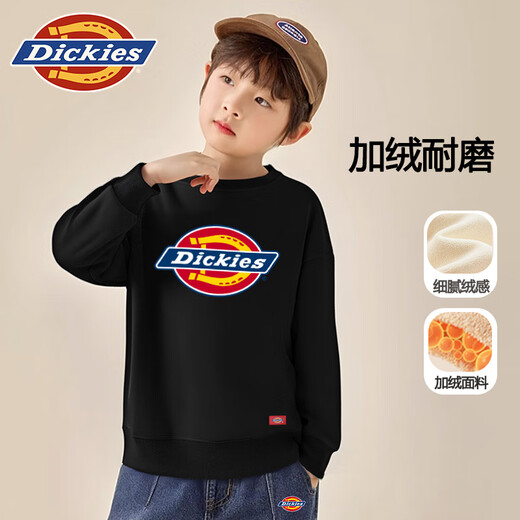 Dickies children's clothing children's sweatshirts plus velvet 2025 new boys' autumn and winter thickened warm tops girls' winter coats trendy
