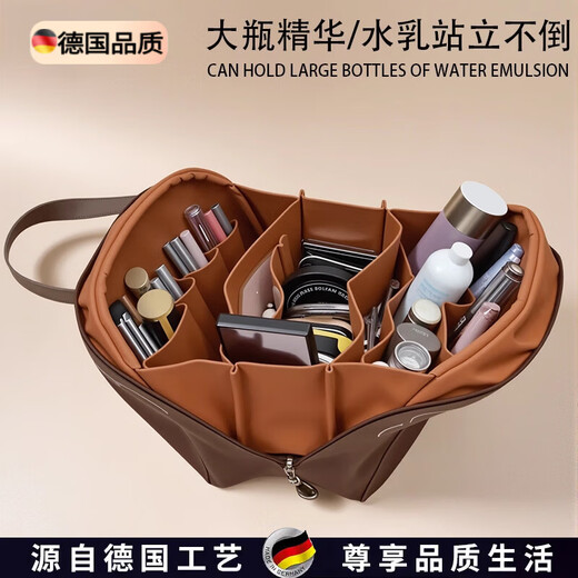 RICH YOUR HOME German Quality Luggage Cosmetic Bag Women's Portable Large Capacity Travel Cosmetic Brush Bag Outing Toilet Bag Olive Green - (Large Size) Upgraded Lined Pu 28*11*21cm