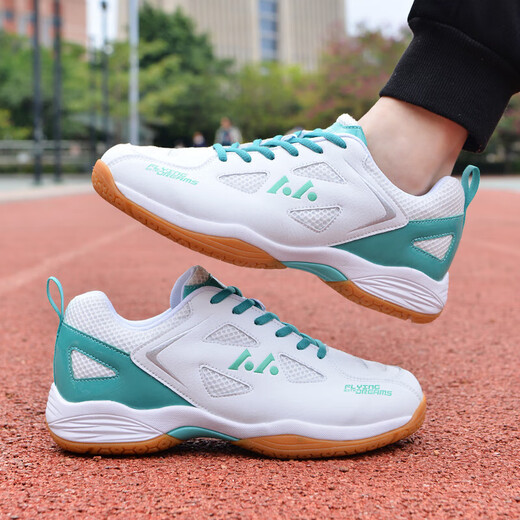 2025 new ultra-light non-slip mesh breathable fourth-generation badminton shoes for men and women, special badminton training shoes L022 white and green 37