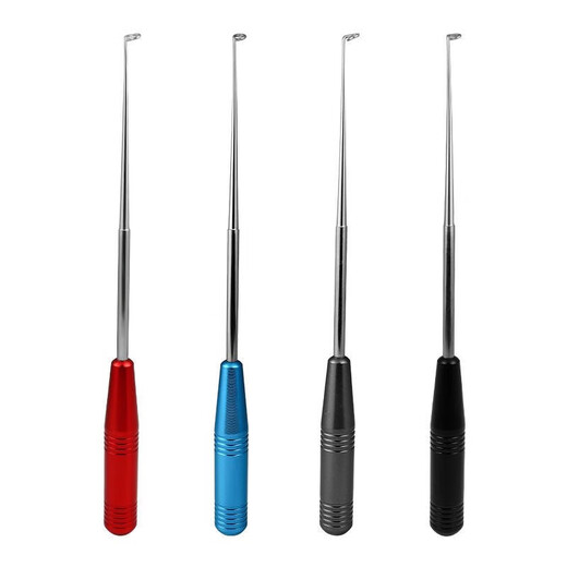 Blind poke hook remover, fish hook remover, dehooking artifact, deep throat hook puller, deep mouth hook puller, fishing blind poke hook puller, red
